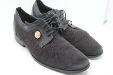 Vintage Versace Black Medusa Gold Logo & Textured Design Dress Shoes EU 38 US 5