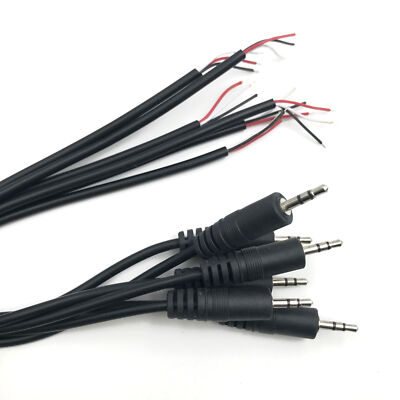 6x 2.5mm Male Plug to Bare Wire Open End TRS 3Pole Stereo Plug Jack Cable Repair