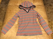 Girls Tea Collection Striped hooded top super soft multicolor 8 100 Cotton HTF