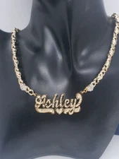 PERSONALIZED 14K GOLD PLATED SINGLE 3D XO HUGS N KISSES NAME NECKLACE