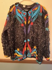 Anthony Mark Hankins Art To Wear Vibrant Lined Silk Jacket Xl Stunning! Read