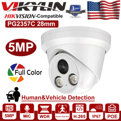 Vikylin 5MP Hikvision Compatible ColorVu MIC POE CCTV IP Camera Full Color US