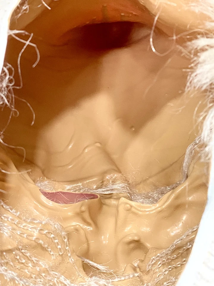 Vintage Scary Gnome Face Mask Evil Troll Red Hat White Beard Latex RARE - Image 3 of 4