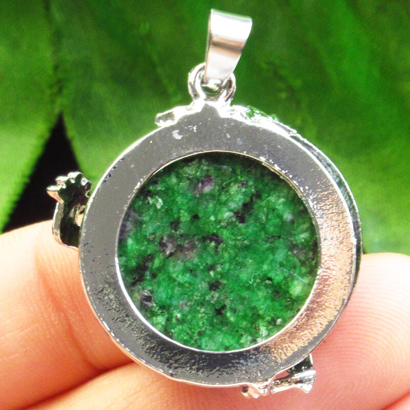 32x30x10mm Ruby In Fuchsite Tibetan Silver Dragon Pendant
