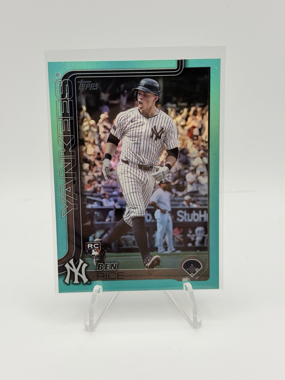 2025 Topps Update Ben Rice #US25 RC Aqua Rainbow Foil Rookie Card Yankees