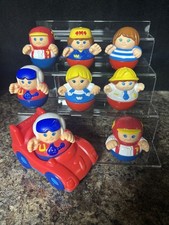 Lot Of 8 Vintage 1987 Playskool Weeble Wobble People Figures And Car