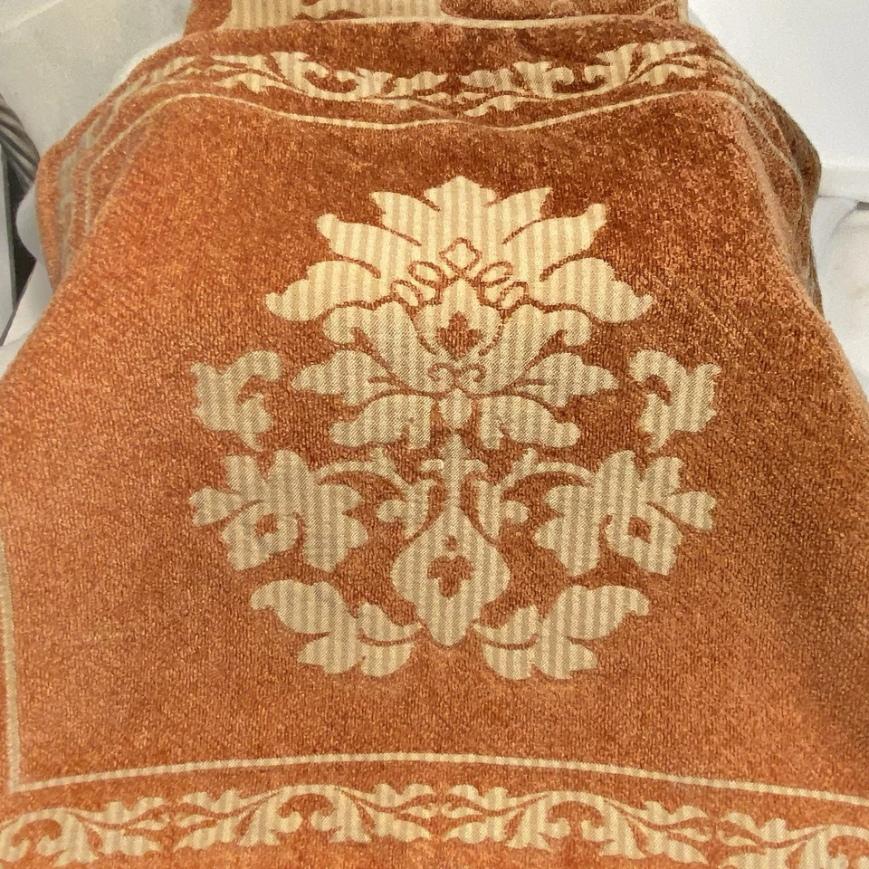 Pair 2 Restoration Hardware Pillow Covers Zip Rust Tan Chenille Designs 16x20 In - Image 4 of 4