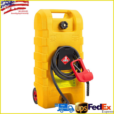 15 Gallon Fuel Caddy Portable Gas Storage Tank 2 gal/min with Manual Pump & Hose