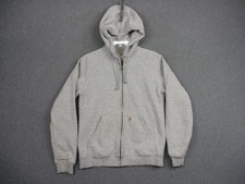 Carhartt Hoodie Womens Small Gray Full Zip Sweatshirt Fleece Logo Pockets