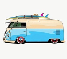 Retro Vw Bus Van Beach Surf Hippie Boho 5 Inch Vinyl Decal Sticker 1pc