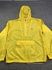 Vintage IZOD LACOSTE Yellow 1/4 Zip Hooded Pullover Windbreaker Jacket Size M