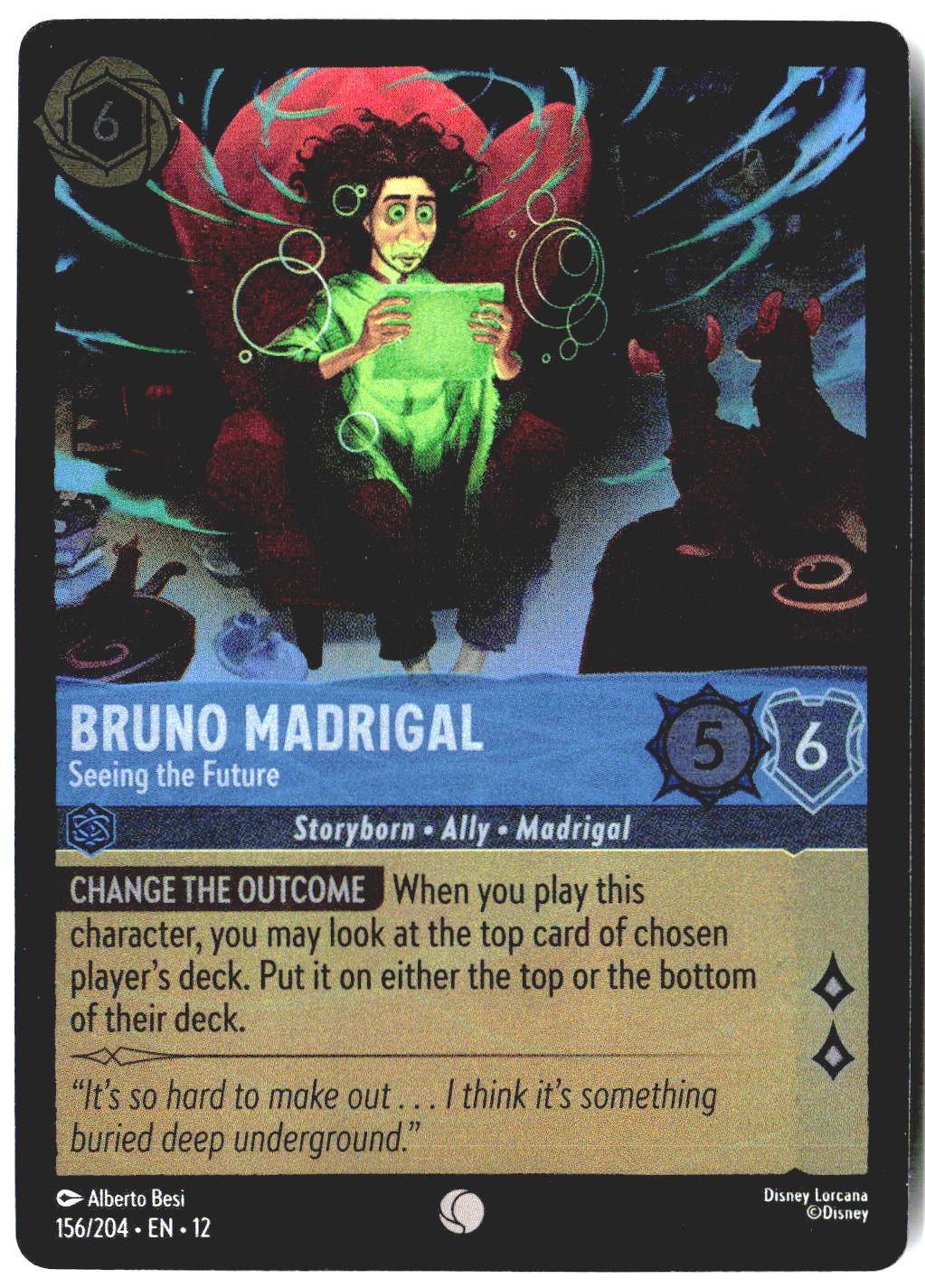 Disney Lorcana TCG Bruno Madrigal Seeing The Future 156/204 Foil Wilds Unknown