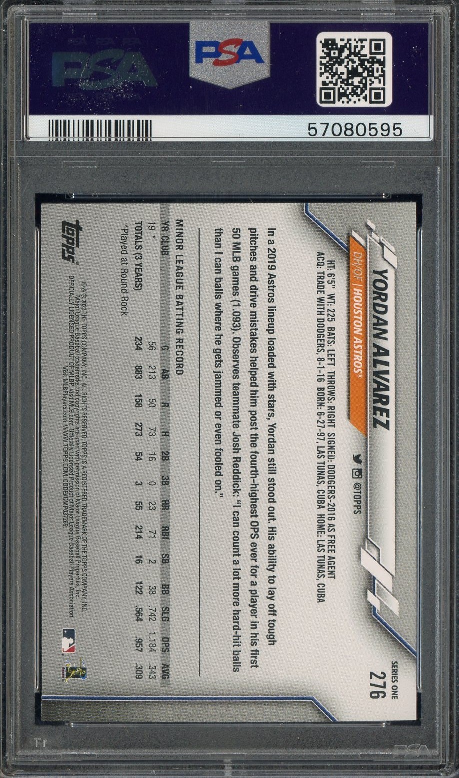 2020 Topps Complete Set Gold Stars Yordan Alvarez RC Rookie PSA 10 GEM MINT view 2