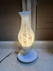 Vintage MCM Small 13”  Milk White Floral Glass  Boudoir Table Lamp  Excellent !