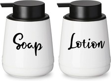 Farmhouse Ceramic Soap and Lotion Dispenser Set with Pump 14oz for Bathroom