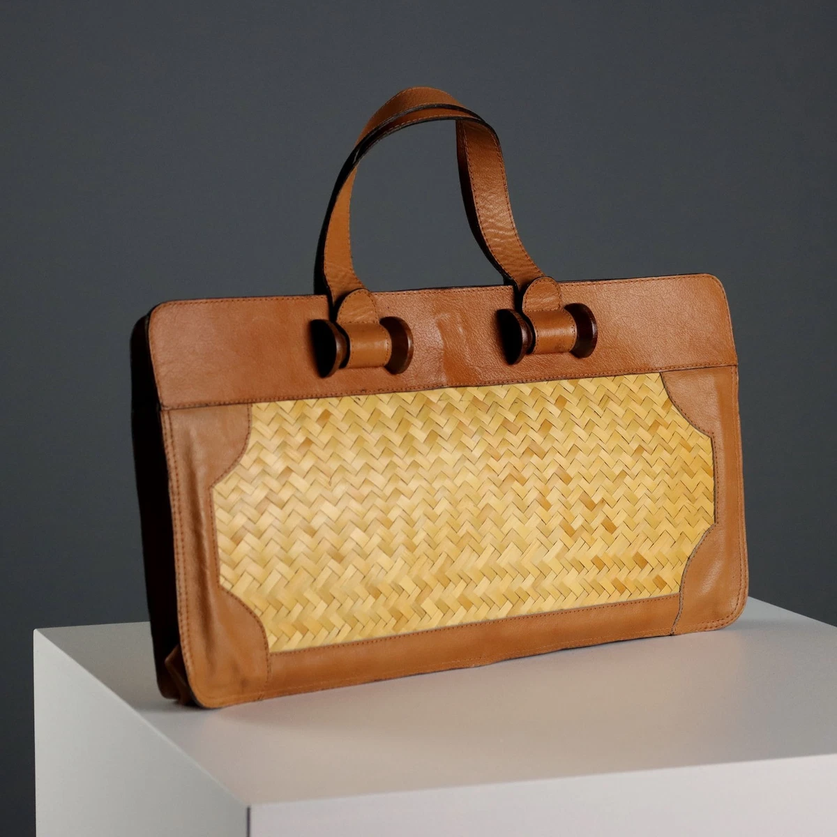 Joli Sac Vintage Femme Des Années 50/60 En Cuir Marron - Petit Modèle Rétro