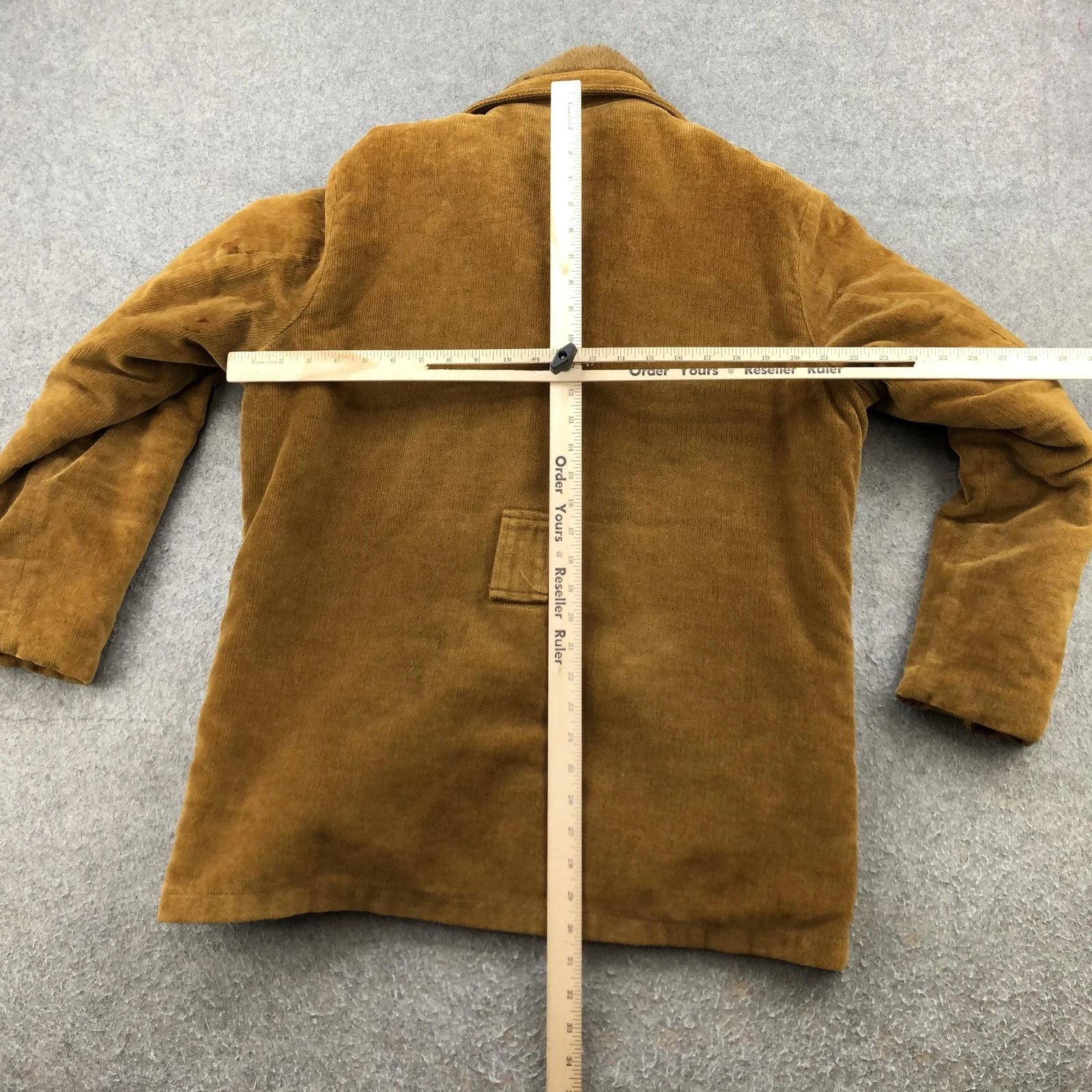 Vintage Cal Craft Coat Mens Large Brown Corduroy Faux Fur Lined Overcoat USA - product detail image 9