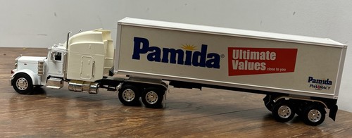 Diecast RARE Boley Peterbilt Pamida Store Semi Truck and Trailer Plastic White