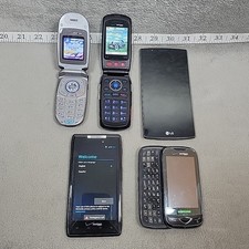 Lot of 5 Android Phones LG Motorola Samsung FOR PARTS READ Untested