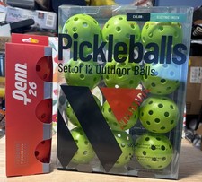 12 Pickleballs Outdoor Pack 40-hole By Wildside Elec Green  3 Indoor By Penn
