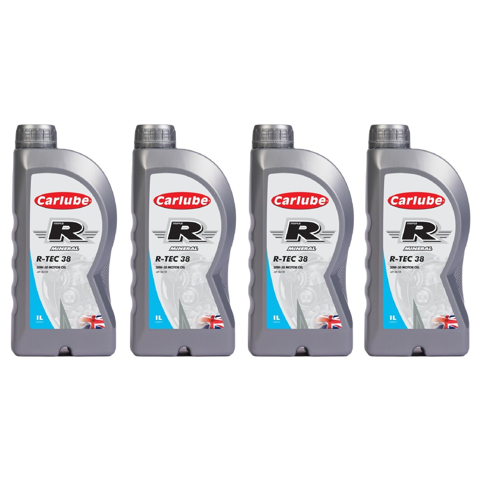 Carlube Engine Oil 4L Triple R 20W50 API SB CB Mineral 4x 1Litre R-TEC 38 KCK001