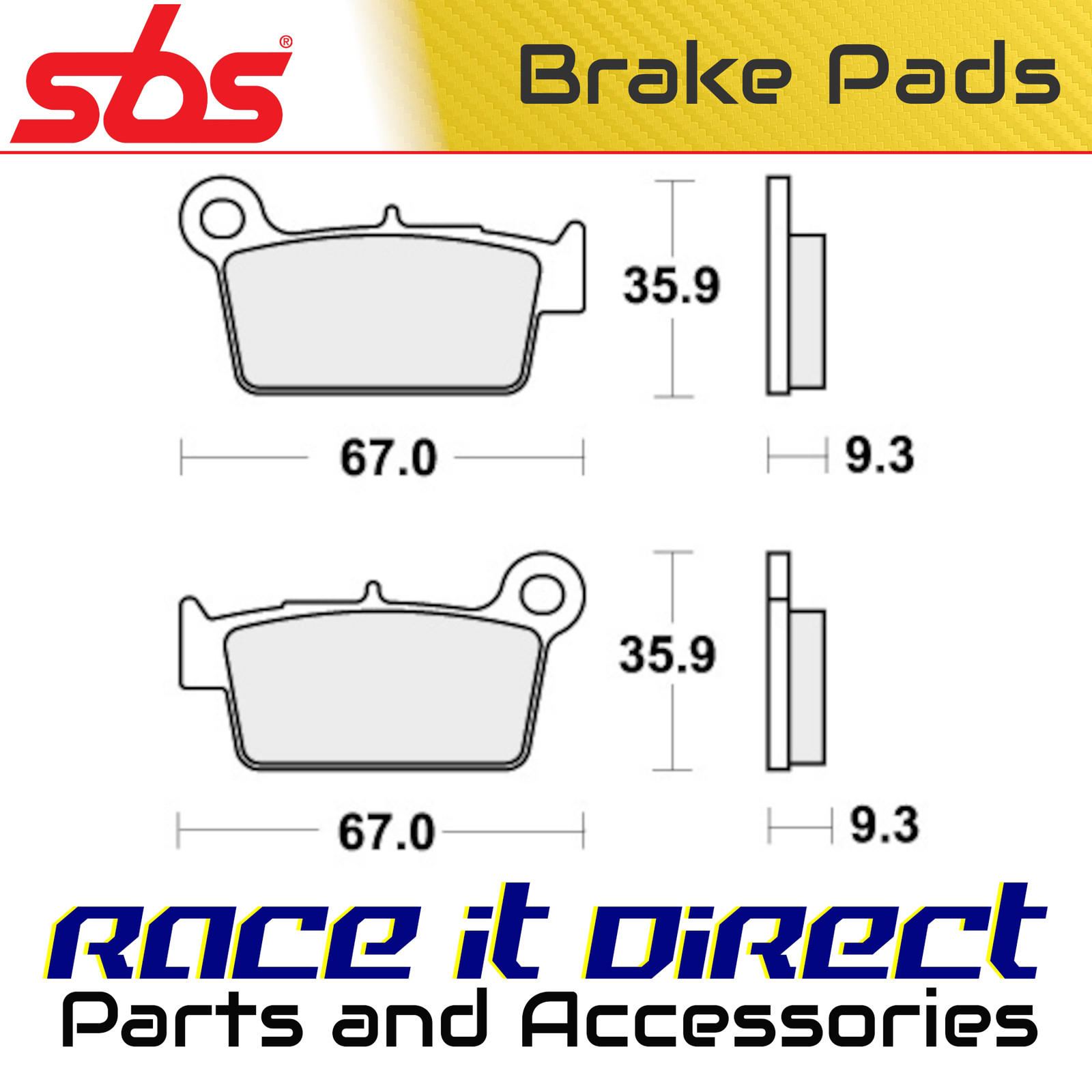 Brake Pads for YAMAHA YZ 250 F 60TH ANNIVERSARY 2016 Rear Off Road SBS