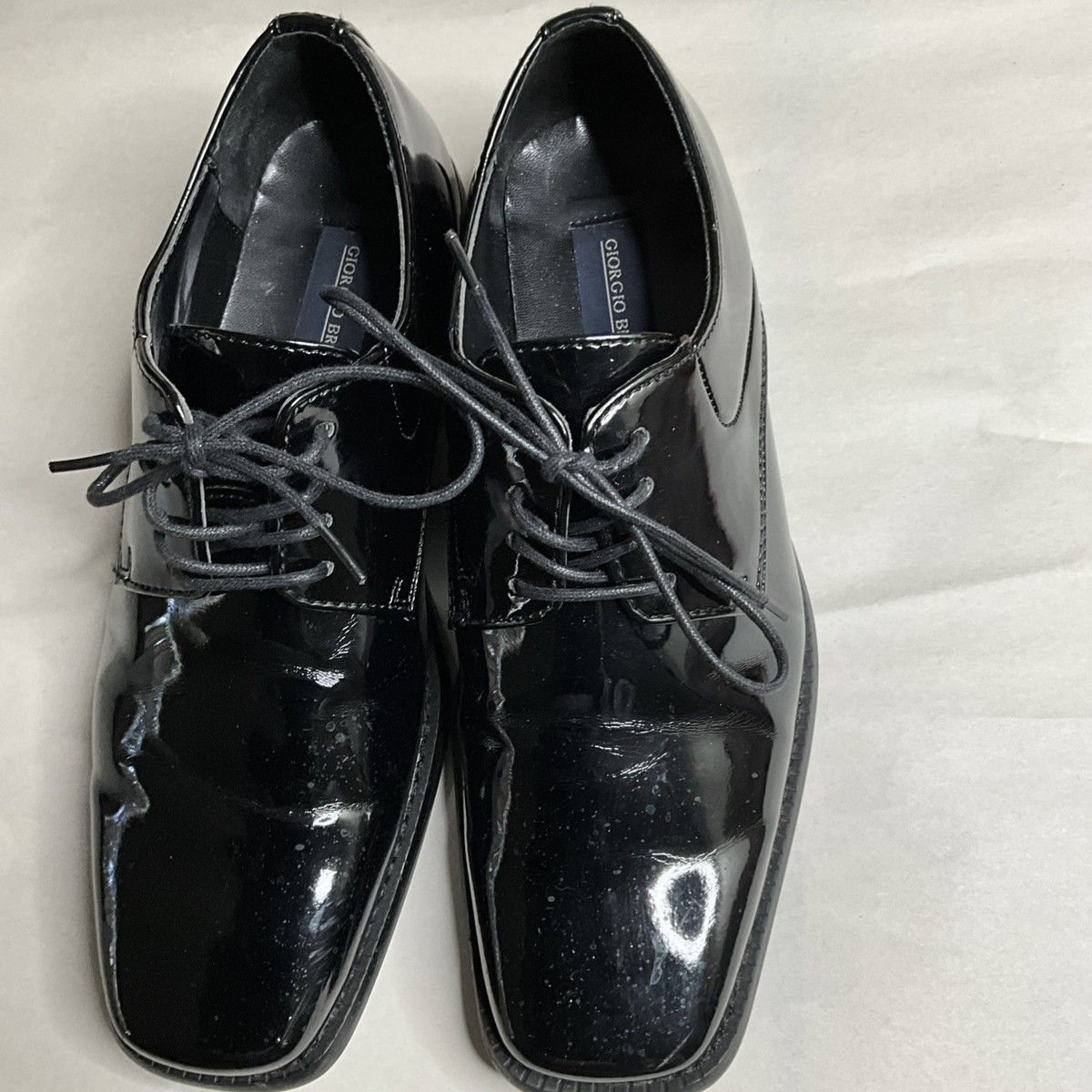 Vtg GIORGIO BRUTINI Men's 13 Black Patent Leather Suede Tuxedo