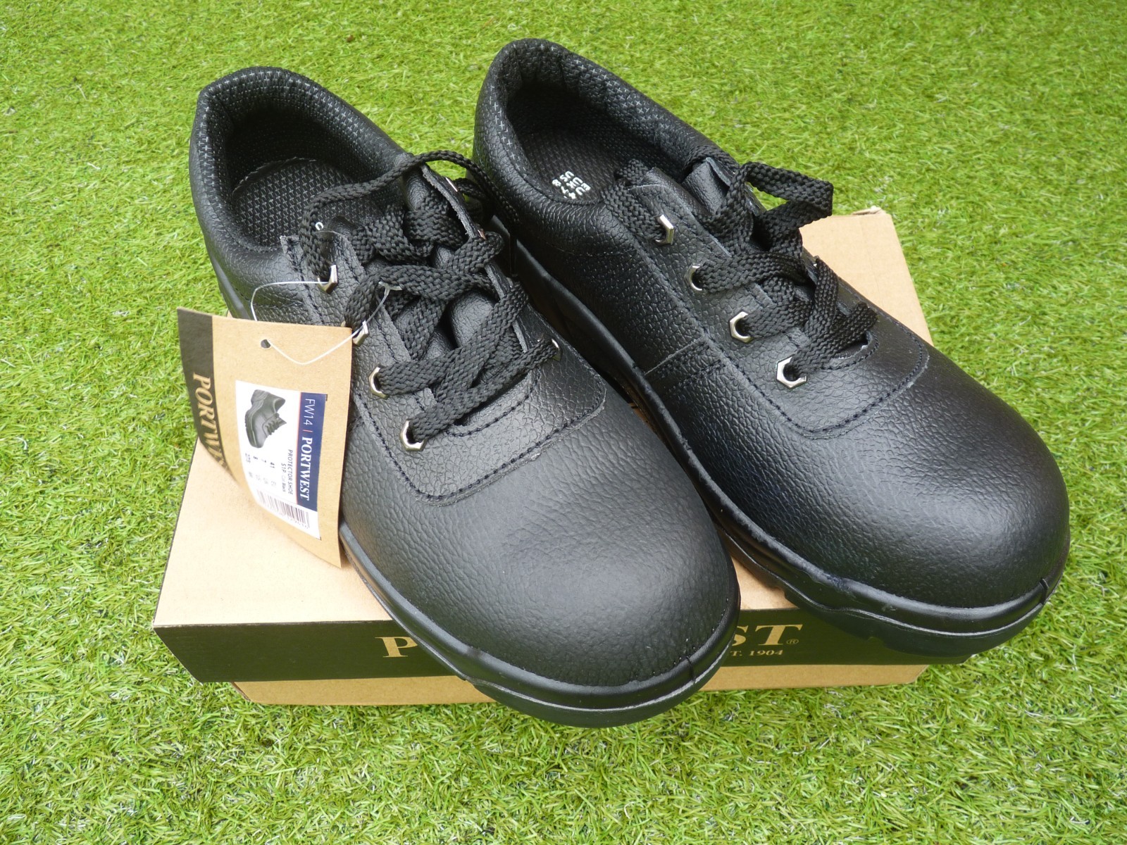 Portwest Protector Safety Shoes S1P FW14 Steel Toe Size UK 7 Black  - NEW