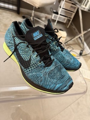 Nike Flyknit Lunar 3 Running Shoes Men s Size 10 Teal Volt Black Lightweight