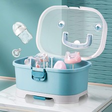 Baby Bottle Drying Rack Storage, Large Nursing Bottle Storage Box Organizer w...