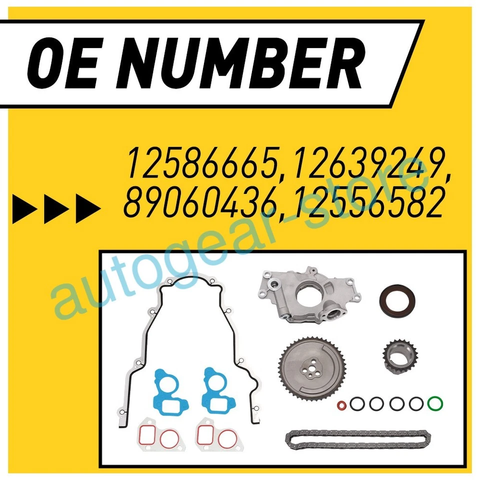 Oil Pump + Timing Chain +Gasket For Chevrolet GM LS1 LS2 LS3 M295 4.8L 5.3L 6.0L Foto 3 de 4
