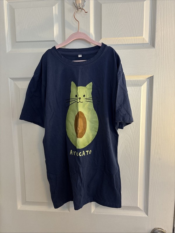 Unbranded Unisex Avocato T Shirt, Navy/green, Size S, 100% Cotton
