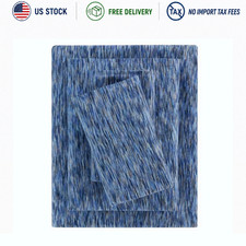 Mainstays Queen 4 Piece Jersey Bed Sheet Set 100 Cotton Extra Soft Blue
