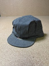 Vintage Big Mac Railroad Engineer Hat Hickory Stripe Denim Conductor Cap USA