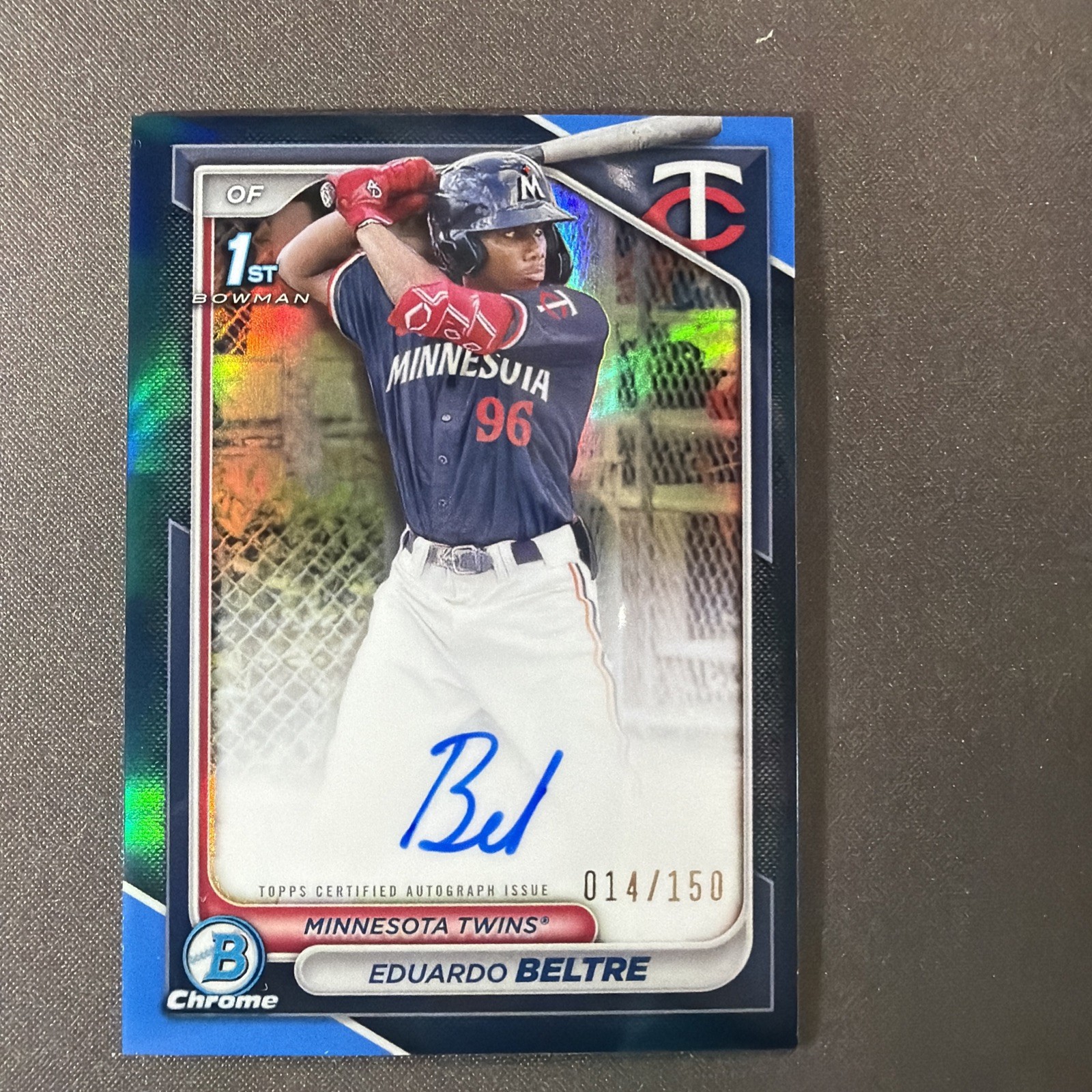 2024 Bowman Chrome Eduardo Beltre 1st Chrome True Blue Refractor Auto /150