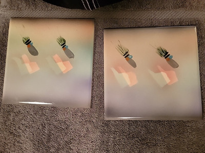 Gorgeous Pair Vintage Harris And Stiles 8''x8'' Ceramic Art Tile Wall Plaque Decor