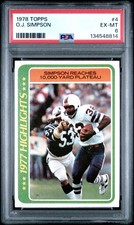 1978 Topps #4 O.J. Simpson Buffalo Bills PSA 6