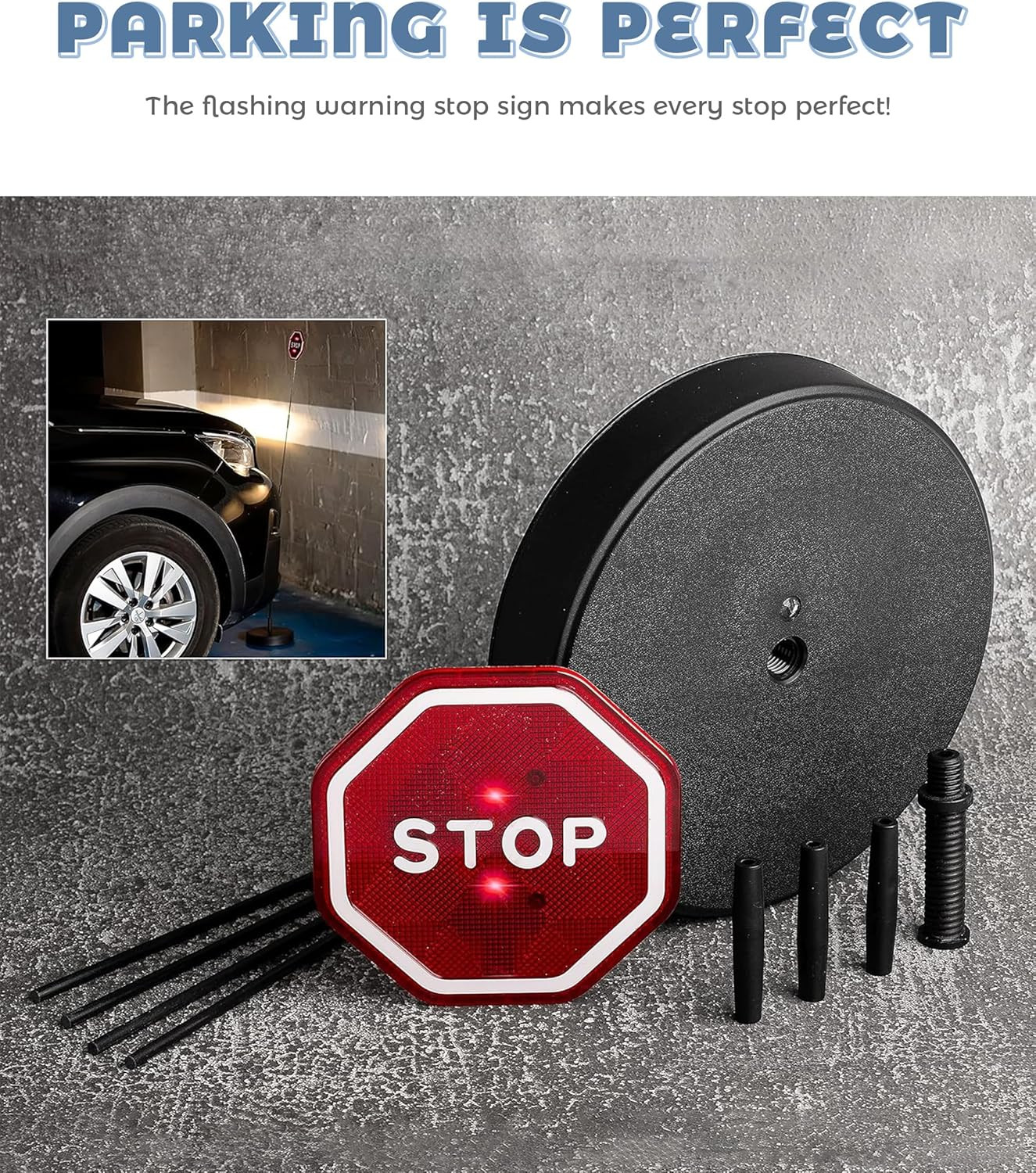 Garage Parking Aid,Garage Stopper for Parking Car,Led Flashing Stop Sign,Car Acc