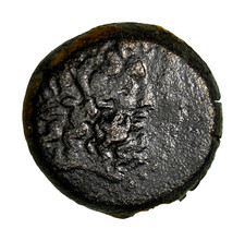 Ptolemy III Dichalkon Zeus Ammon Eagle Chi Rho Monogram 240 BC Genuine Ancient