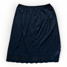 Vintage Vassarette Half Slip Size XL 24" Black Nylon 4  Lace USA Made 11-105