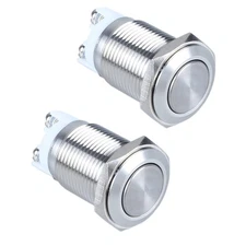 DMWD 2-Pack 16mm Latching Metal Push Button Switch Waterproof IP66 Anti-Vanda...