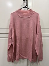 Bedford Fair Rose Pink Acrylic Sweater 3X - Loose Mock Neck
