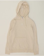 ADIDAS Womens Oversized Hoodie Jumper UK 4 XS Off White Cotton BU10