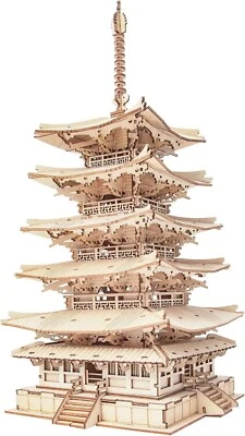 3D Wooden Puzzles Temple Building Kit - 275PCS Japanese Five-storied Pagoda 13" - Image 1 of 4