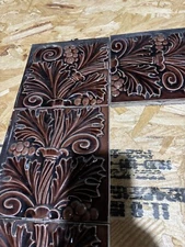 ~ 17 PIECE MAW & CO TILE FIREPLACE SURROUND ~ ARCHITECTURAL SALVAGE