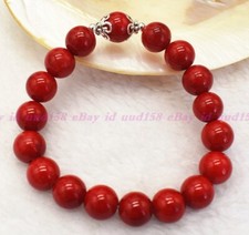 Natural 6/8/10/12mm Red Coral Round Beads Gemstone Stretch Bracelets 7.5'' AAA