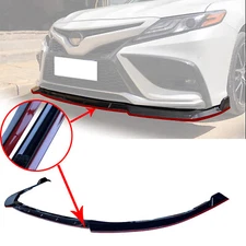 Black W/Red Line Front Bumper Lip Spoiler For 2021 2022 Toyota Camry SE/XSE/TRD