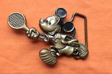 Vintage Baron Rare Mickey Mouse Playing Tennis Solid Brass Belt Buckle