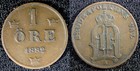 Sweden Oscar II Bronze 1882 1 Öre  Large letters VF TONED KM# 750  (23 163) — photo 1