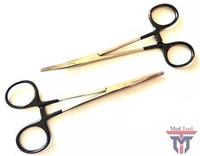 2 Fishing Hook Remover Hemostat Locking Forceps Pliers 6.25" CURVED STRAIGHT